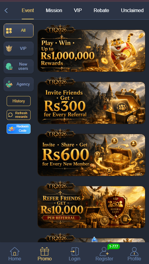 TR2026 Game promotion banner featuring the latest gaming offer