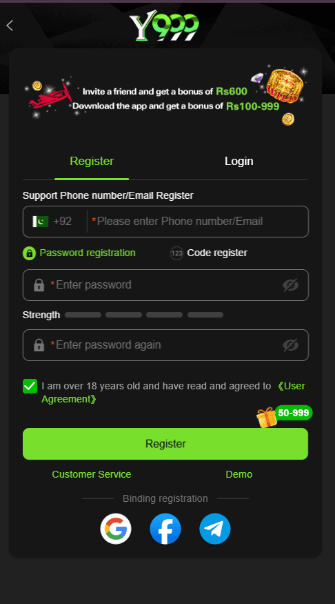 Y999 Game Login Screen and Account Access