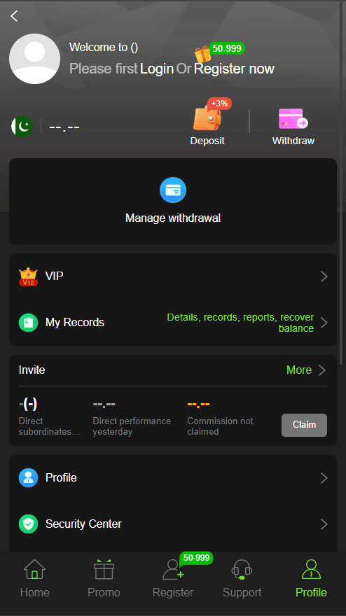 Y999 Game Profile Site and User Account