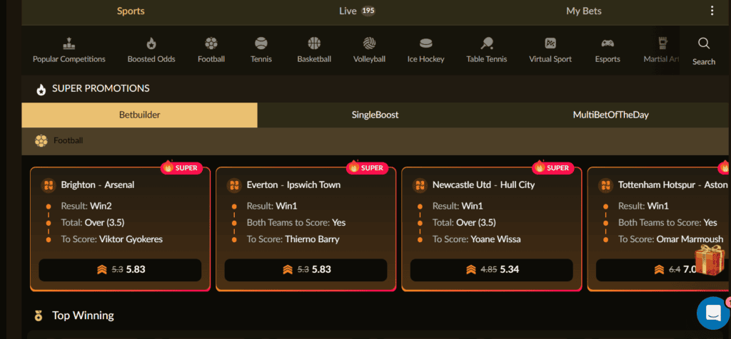 C88PKR sports interface showing football matches, promotions, and betting options