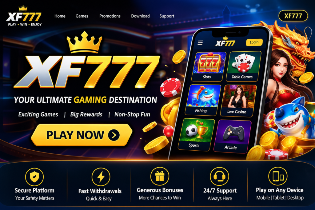 XF777 Game logo with gold and white XF777 branding
