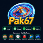 Pak67 Game logo with roulette wheel and casino game icons